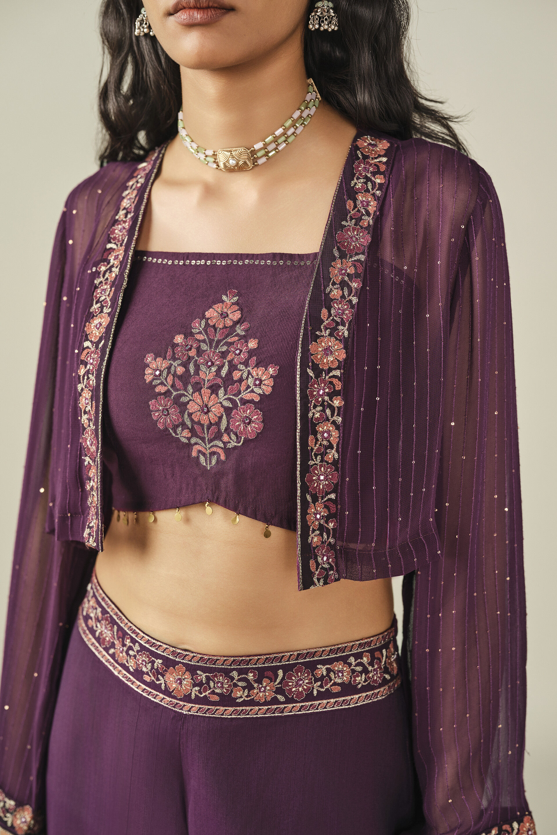 Embroidered Co-ord in Purple, Purple, image 2